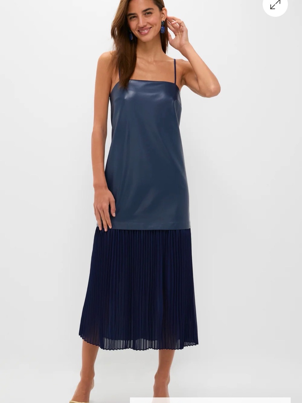 Tuckernuck Navy Two-Tone Pleated Midi Dress